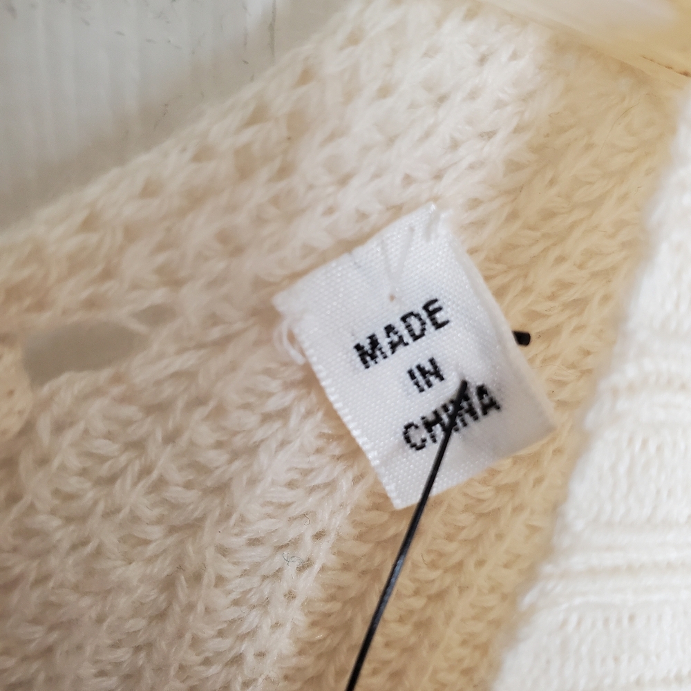 A.L.C Markell cashmere Wool blend Lace Up Sweater cream womens large #002 - Picture 7 of 10